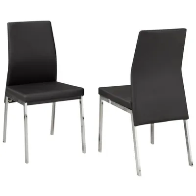 Chaise de salle à manger contemporaine en tissu Amber - Ensemble de 2 - Noir/Argenté