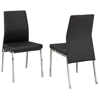 Amber Contemporary Fabric Dining Chair - Set of 2 - Black/Silver