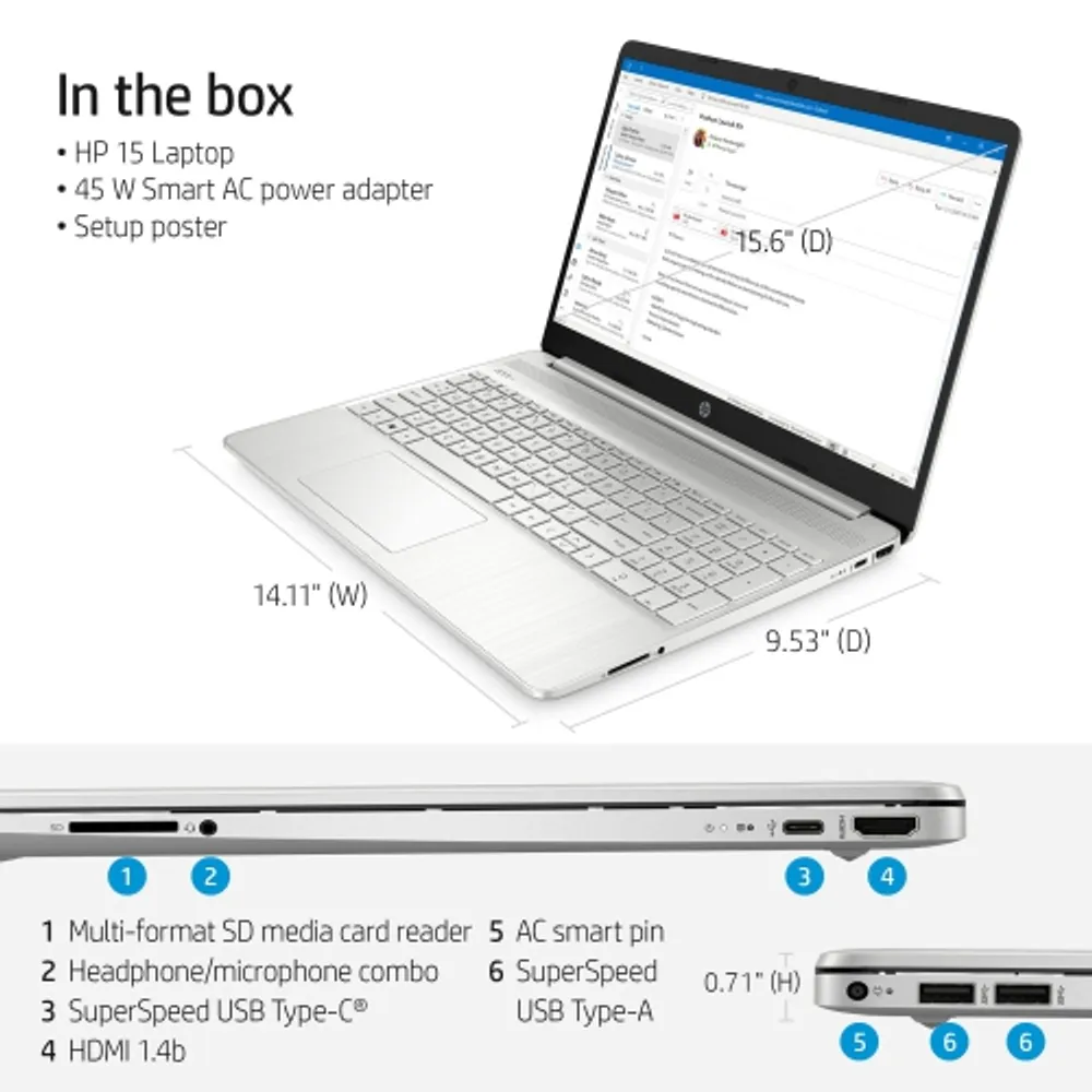 HP 15.6 Laptop - Natural Silver (Intel Core i5-1235U/512GB SSD/16GB  RAM/Windows 11 Home)