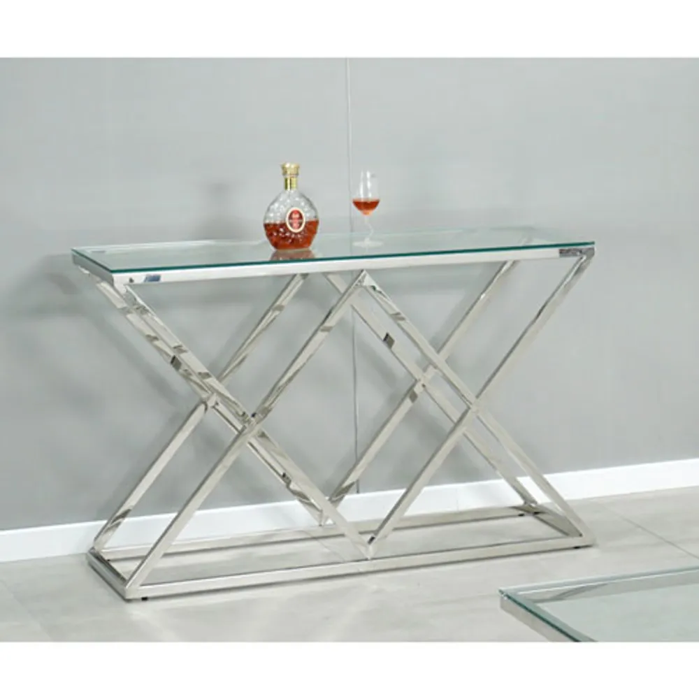 Sophia Contemporary Rectangular Sofa Table - Silver