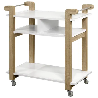 Lily Contemporary Rectangular Kitchen Cart - White/Oak