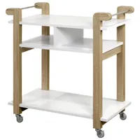 Lily Contemporary Rectangular Kitchen Cart - White/Oak