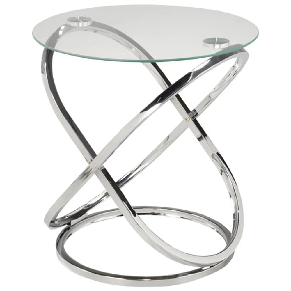 Cairo Contemporary Round Accent Table - Silver