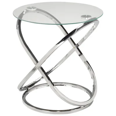 Cairo Contemporary Round Accent Table - Silver
