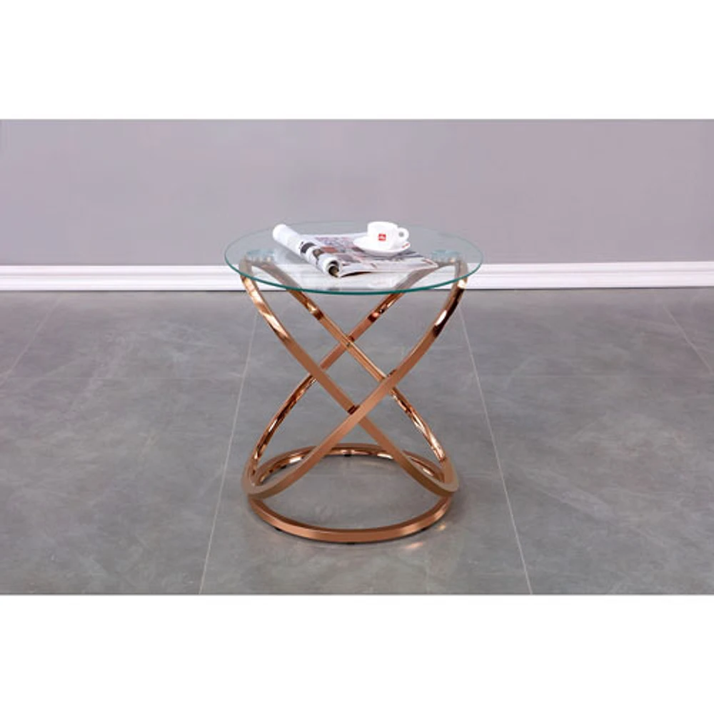 Soho Contemporary Round Accent Table - Rose Gold