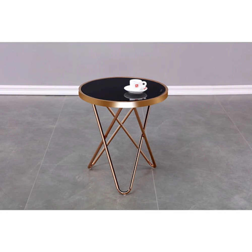 Alexis Contemporary Round Accent Table - Rose Gold