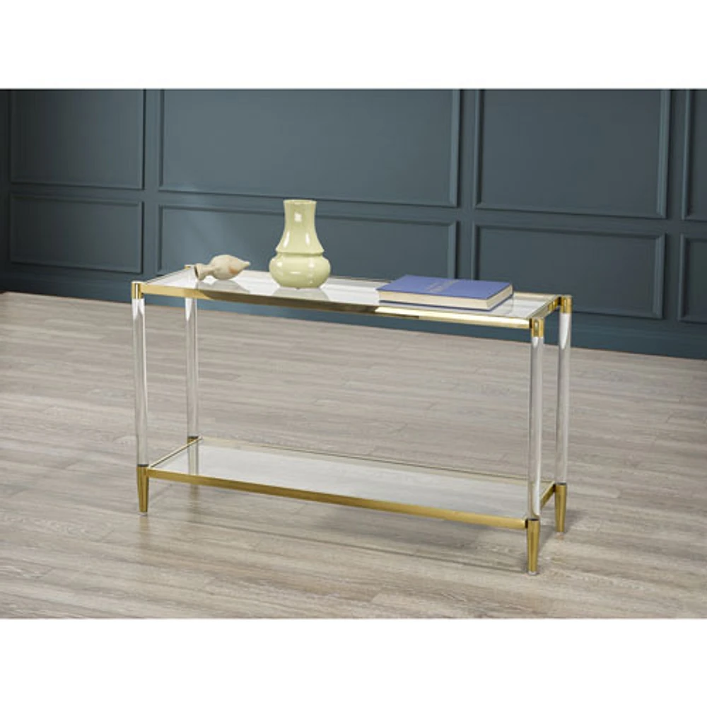 Emma Contemporary Rectangular Console Table - Acrylic/Gold