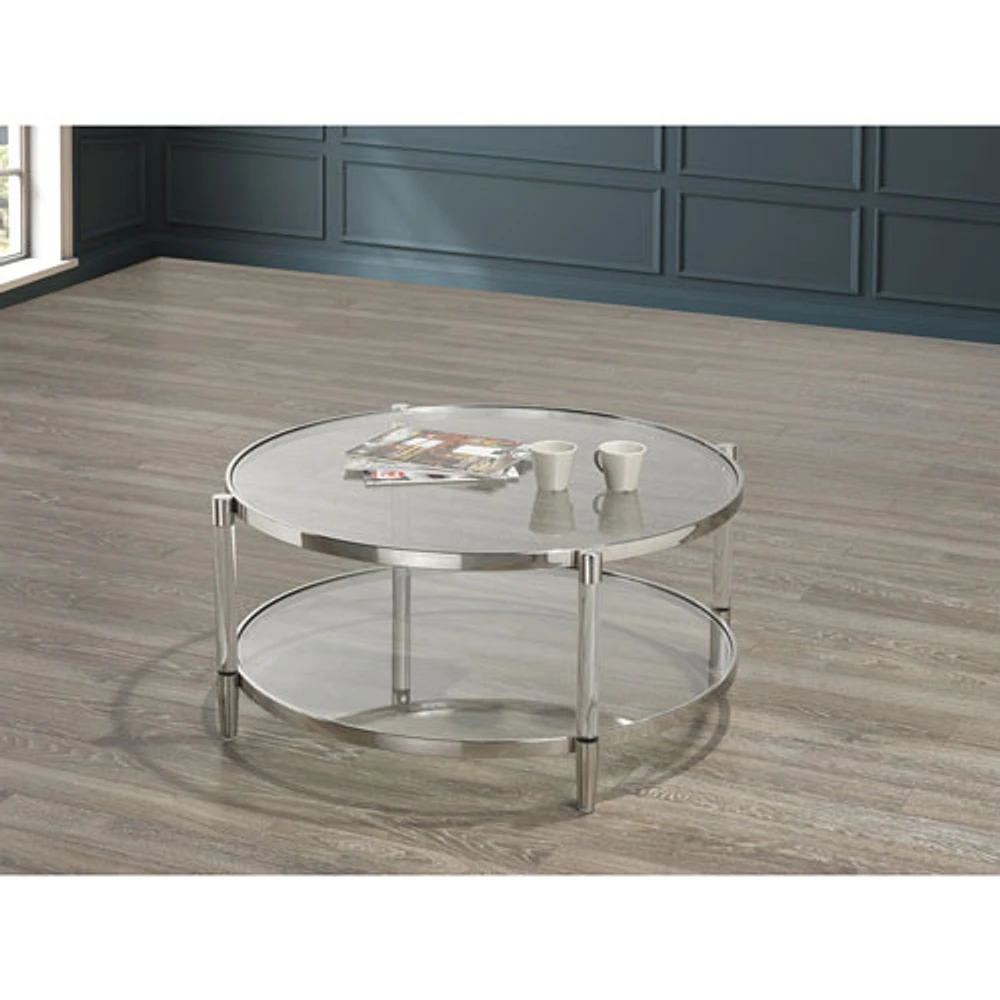 Emma Contemporary Round Coffee Table - Acrylic/Silver