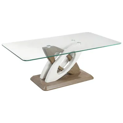 Table basse rectangulaire contemporaine Tuscan - Blanc/Noyer