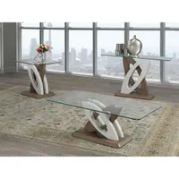 Tuscan Contemporary Rectangular Coffee Table - White/Walnut