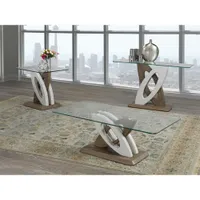 Tuscan Contemporary Rectangular End Table - White/Walnut
