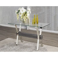 Rosario Contemporary Rectangular Console Table - White/Walnut