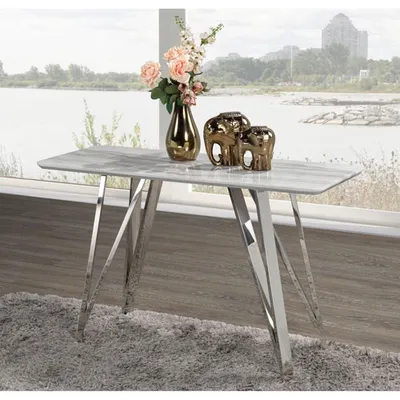 Sebastian Contemporary Rectangular Sofa Table - White/Silver