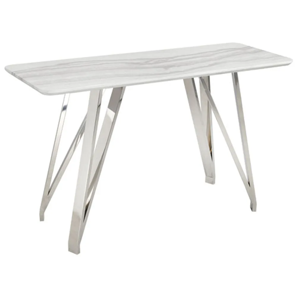 Table de sofa rectangulaire contemporaine Sebastian - Blanc/Argenté