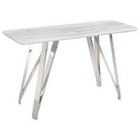 Table de sofa rectangulaire contemporaine Sebastian - Blanc/Argenté