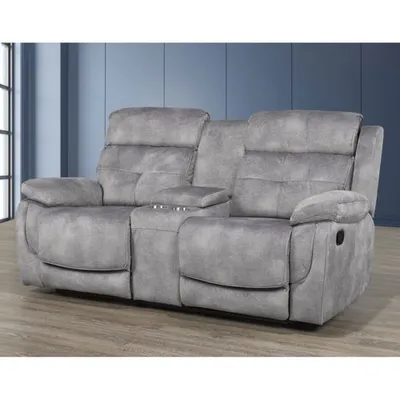 Alto Fabric Power Reclining Love Seat with Storage Console - Grey