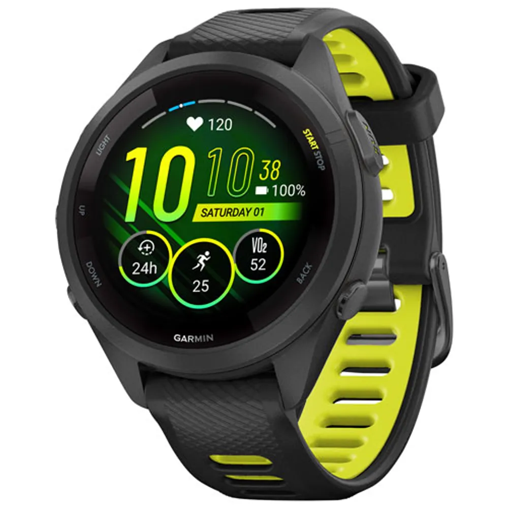 Garmin Forerunner 265S 42mm GPS Watch with Heart Rate Monitor - Black/Amp Yellow