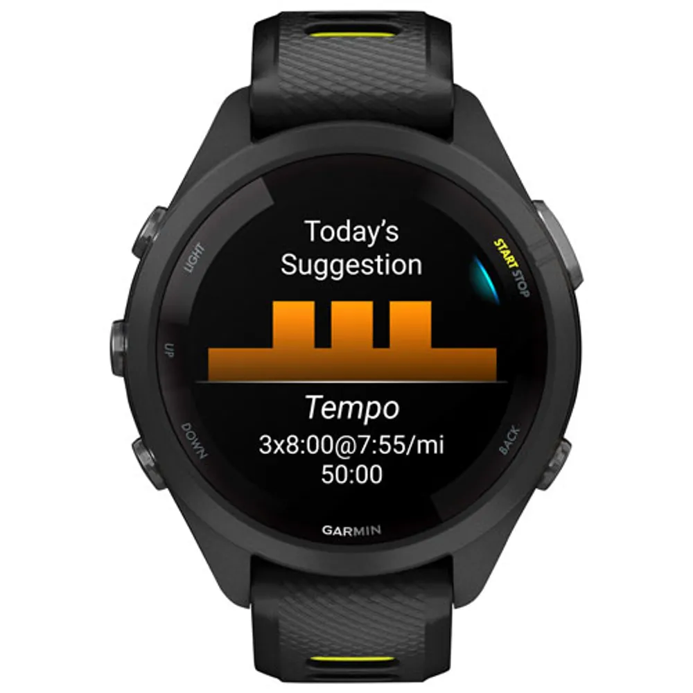 Garmin Forerunner 265S 42mm GPS Watch with Heart Rate Monitor - Black/Amp Yellow