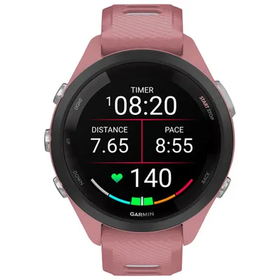 Montre GPS Forerunner 265S de 42 mm de Garmin avec moniteur de fréquence cardiaque - Rose pâle/Gris poudré