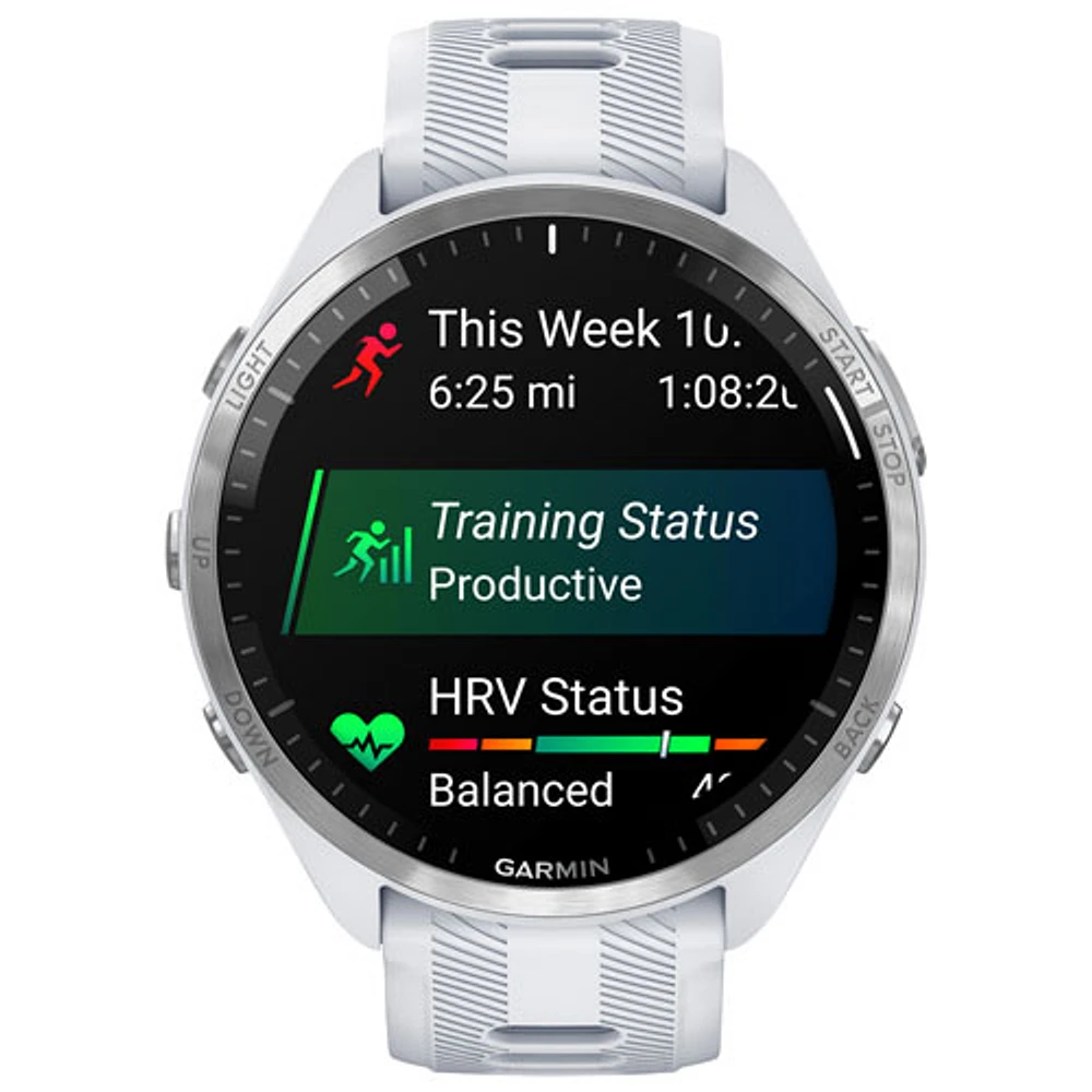Garmin Forerunner 965 47mm Bluetooth Running Smartwatch - Whitestone/Powder Grey