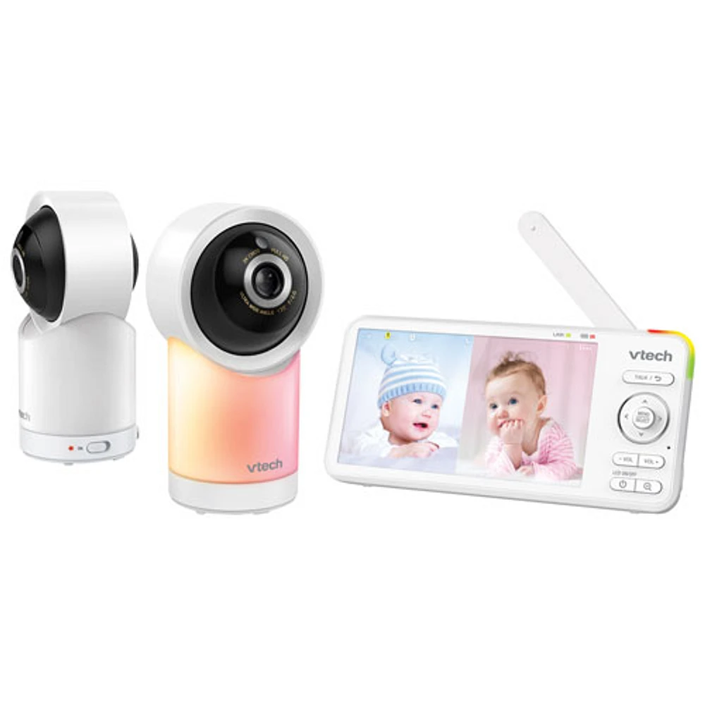 Interphone de surveillance HD Wi-Fi de 5 po avec 2 caméras, vision nocturne et rotation/inclinaison de VTech (RM5766-2HD)