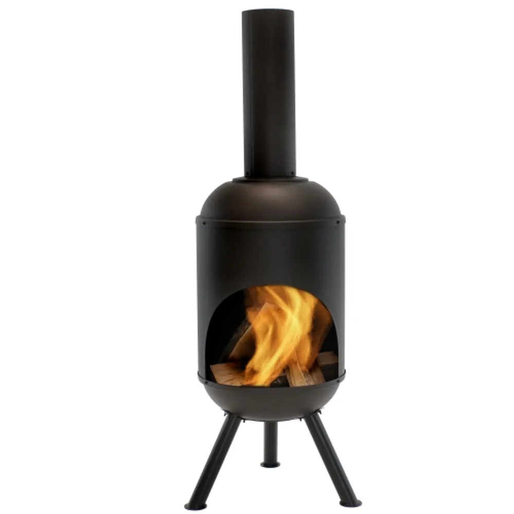 Sunnydaze 5 ft Steel Wood Burning Outdoor Chiminea Fire Pit with Wood Grate  | Galeries de la Capitale