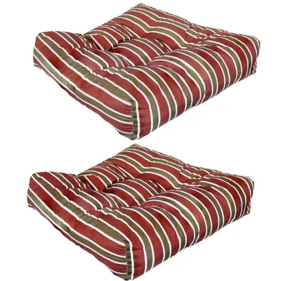 Costway 2PCS Deep Seat Chair Cushion Pads Set Indoor Outdoor W/ Rope Belts  Beige