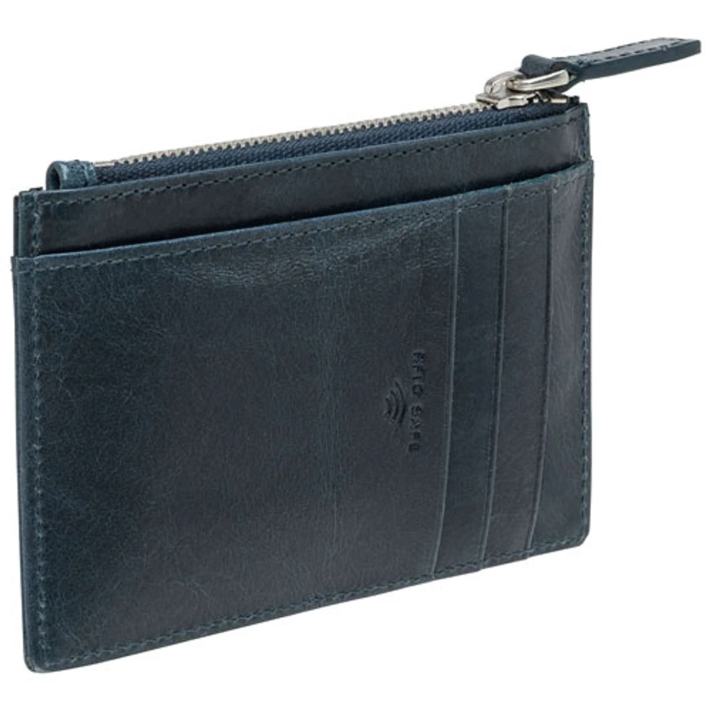 Mancini South Beach RFID Genuine Leather Card Holder Card Case - Blue