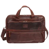 Mancini Buffalo 15.6" Triple-Compartment Laptop Briefcase Bag - Brown