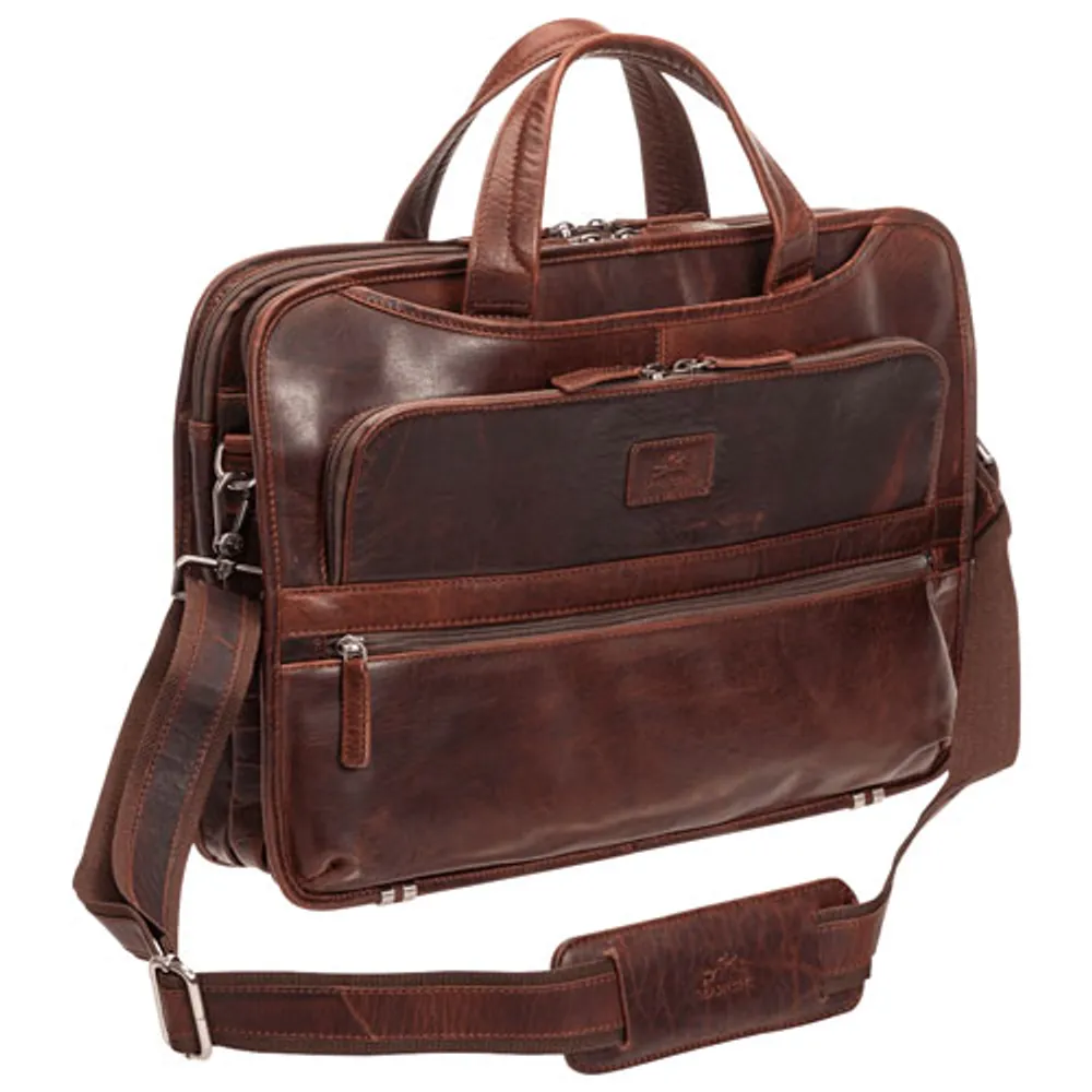Mancini Buffalo 15.6" Triple-Compartment Laptop Briefcase Bag