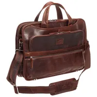 Mancini Buffalo 15.6" Triple-Compartment Laptop Briefcase Bag - Brown