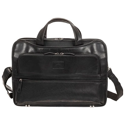 Mancini Buffalo 15.6" Triple-Compartment Laptop Briefcase Bag - Black