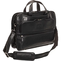 Mancini Buffalo 15.6" Triple-Compartment Laptop Briefcase Bag - Black