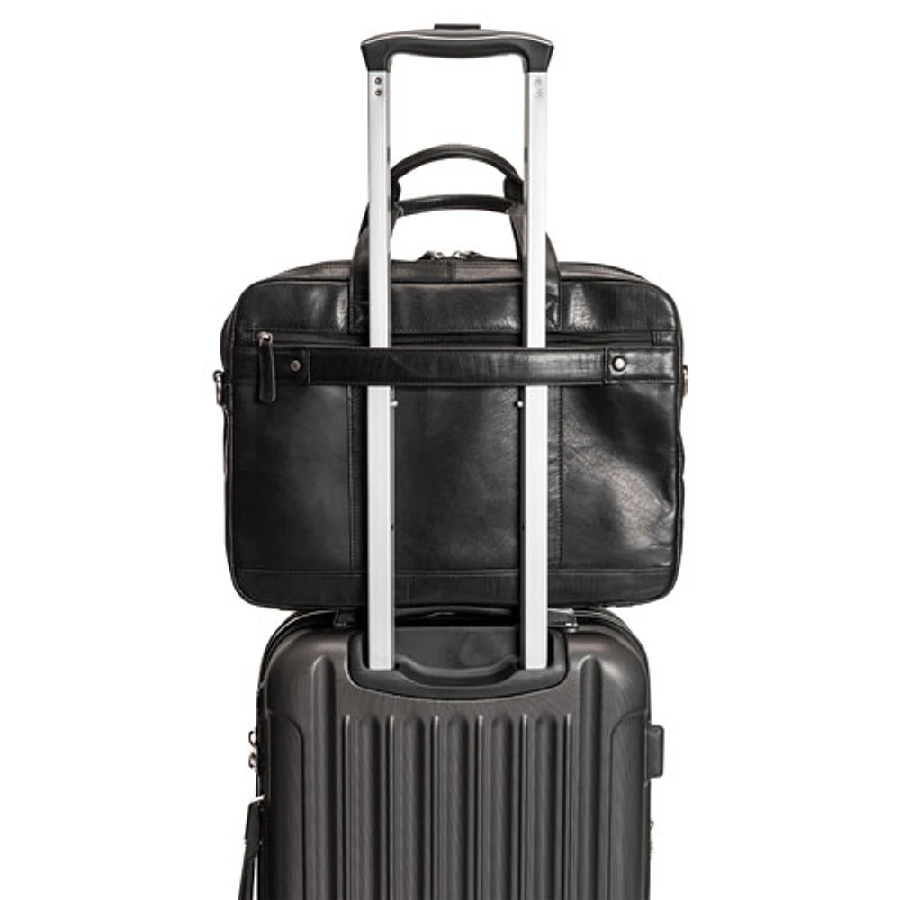 Mancini Buffalo 15.6" Double-Compartment Laptop Briefcase Bag - Black