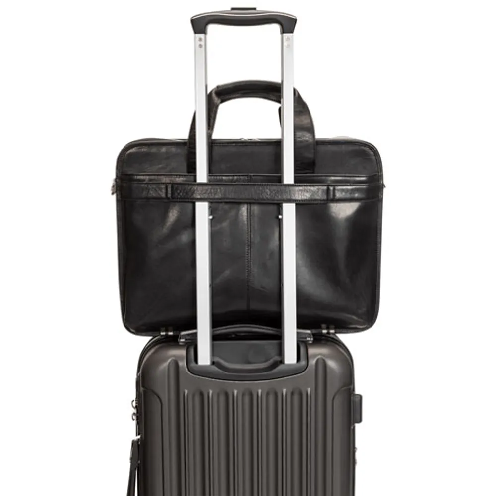 Mancini Buffalo 15.6" Double-Compartment Top-Zipper Laptop Briefcase Bag