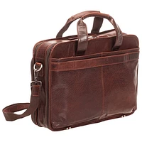 Mancini Buffalo 15.6" Double-Compartment Top-Zipper Laptop Briefcase Bag - Brown