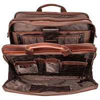 Mancini Buffalo 15.6" Double-Compartment Top-Zipper Laptop Briefcase Bag - Brown