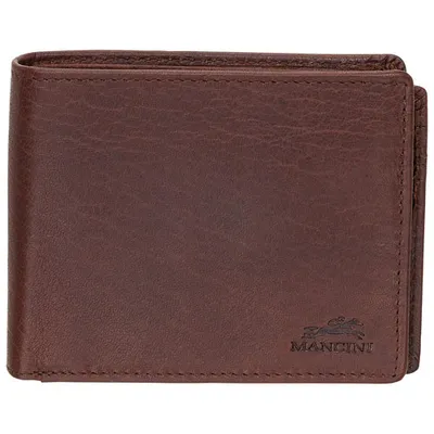 Mancini Buffalo RFID Genuine Leather Wallet with Zippered Coin Pocket