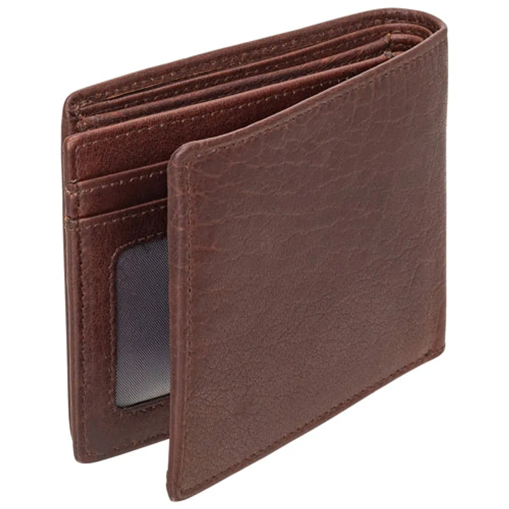 Mancini Buffalo RFID Genuine Leather Wallet with Zippered Coin Pocket