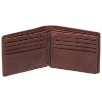 Mancini Buffalo RFID Genuine Leather Wallet with Zippered Coin Pocket