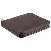 Mancini Monterrey RFID Genuine Leather Zipper Wallet with Removable Passcase- Brown