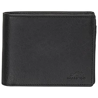 Mancini Buffalo RFID Genuine Leather Bi-fold Center Wing Wallet - Black