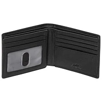 Mancini Buffalo RFID Genuine Leather Bi-fold Center Wing Wallet - Black