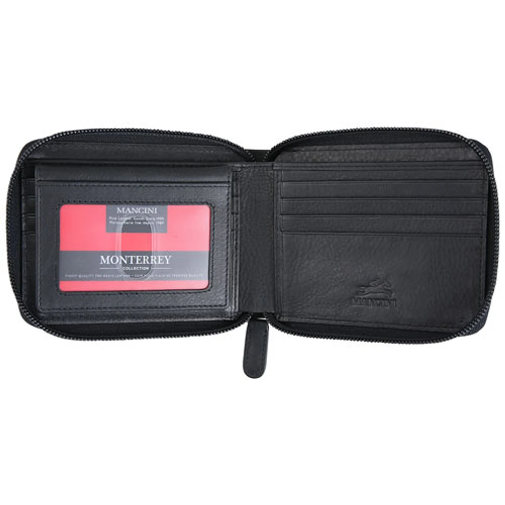 Mancini Monterrey RFID Genuine Leather Bi-fold Wallet with Removable Passcase - Black