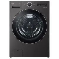 Laveuse à vapeur haute efficacité à chargement frontal de 5,8 pi³ de LG (WM6700HBA) - Acier noir