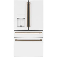 Café 36" 22.3 Cu. Ft. French Door Refrigerator with Water & Ice Dispenser (CXE22DP4PW2) - Matte White