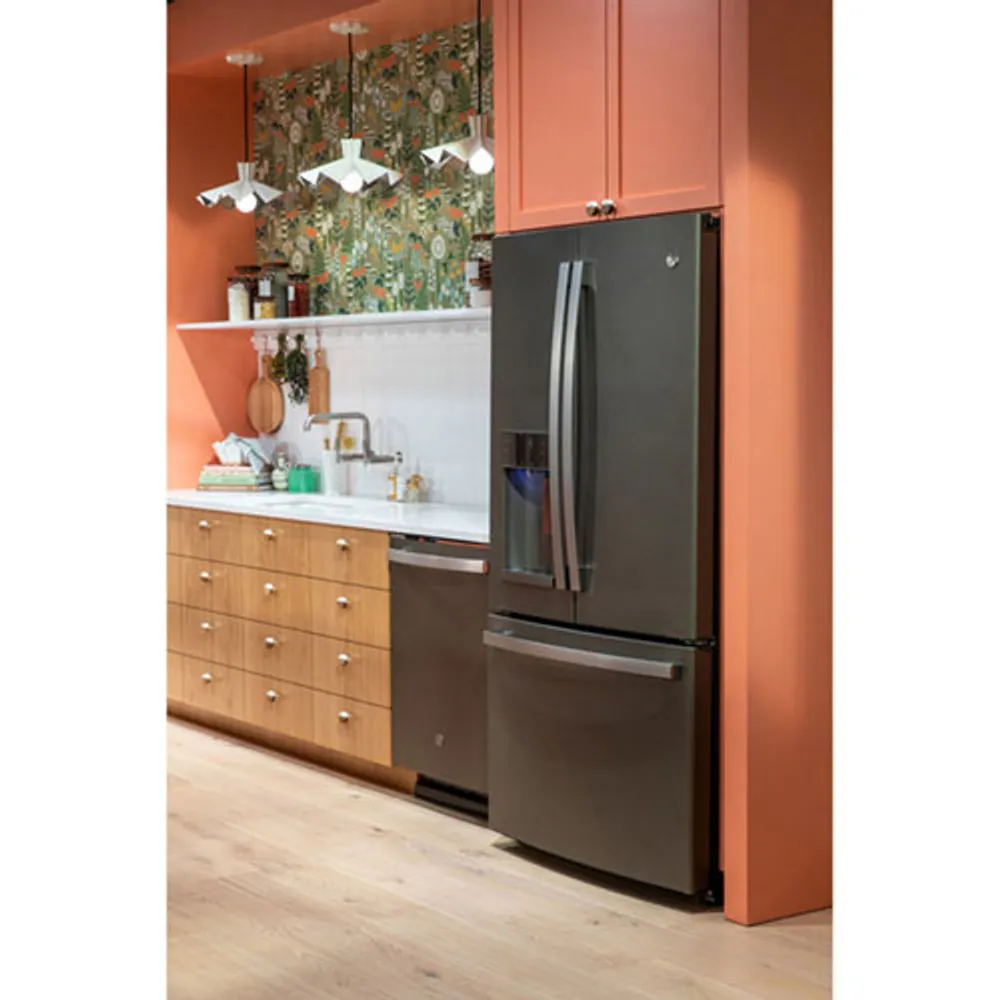 GE 36" 22.1 Cu. Ft. French Door Refrigerator with Water & Ice Dispenser (GYE22GMNES) - Slate