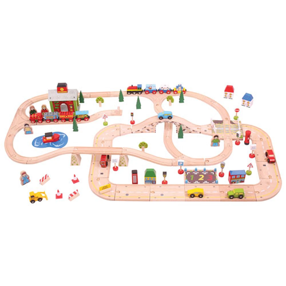 Bigjigs City Road & Railway Playset