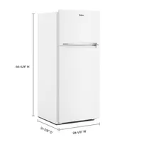 Réfrigérateur à congélateur supérieur 16,6 pi³ 29 po de Whirlpool (WRTX5028PW) - Blanc