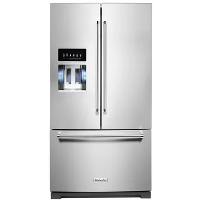 KitchenAid 36" 27 Cu Ft French Door Refrigerator w/ Water & Ice Dispenser (KRFF577KPS) -Stainless Steel